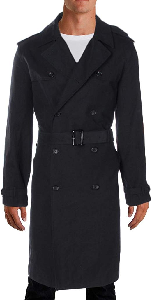 London Fog Men's Plymouth Twill Belted Double-Breasted Iconic Trench Coat