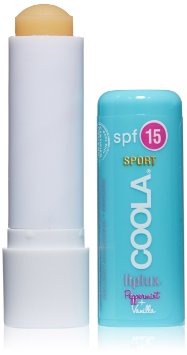 COOLA Organic Liplux Sport, Peppermint and Vanilla Lip Balm Sunscreen, SPF 15, 0.15 Ounce