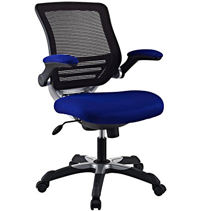 LexMod Edge Office Chair with Blue Mesh Back and Mesh Fabric Seat