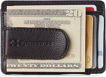 Alpine Swiss RFID Dermot Money Clip Front Pocket Wallet For Men Leather Comes in a Gift Box