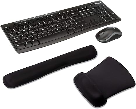 Logitech MK270 Wireless Keyboard and Mouse Bundle with Waverest Gel Wrist Pad and Gel Mouse Pad