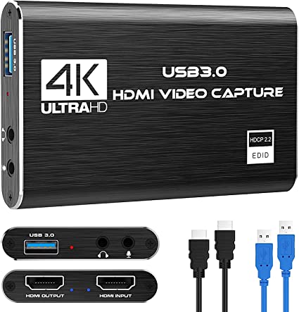 DIGITNOW Audio Video Capture Card,4K HDMI USB 3.0 Capture Adapter Video Converter 1080P 60fps Portable Capture Device for Video Game Recording Live Streaming Broadcasting,Support PS4 Xbox One Camera