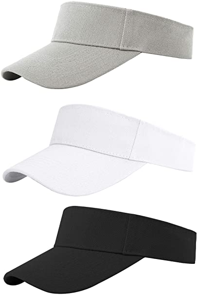 Cooraby 3 Pack Athletic Sun Visors Hats One Size Adjustable Sun Cap for Women and Men