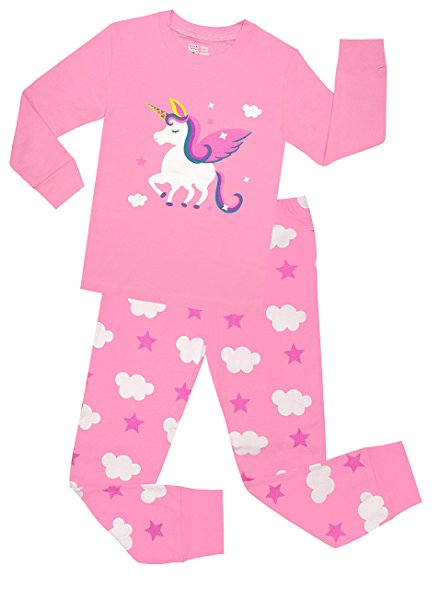 BebeBear Little Girls Horse Pajamas Set Children Christmas PJs 100% Cotton Sleepwear Size 2 to 8 Years