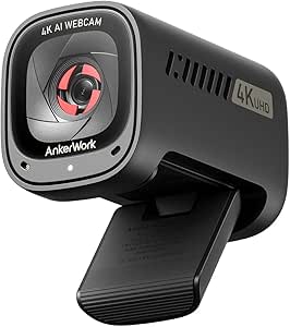 AnkerWork C310 Webcam, 4K Webcam, 12MP, 1080p@60FPS HDR, KI-Autofokus, KI-Framing, Mikros mit KI-Geräuschunterdrückung, Datenschutzabdeckung & einstellbares FOV, für Videochat & Livestreams