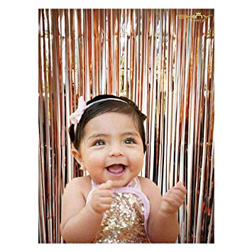 ShiDianYi Rose Gold 3FTX8FT-Foil Fringe-Curtain ,Tinsel Door Window Curtain, Party Photo Booth Background for Birthday Party and Bachelorette Party Photo Booth Wall Decoration (Rose Gold)