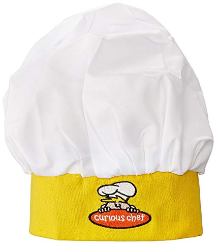 Curious Chef Child Chef Hat, Yellow and White