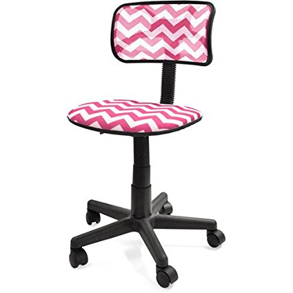 Your Zone Swivel Mesh Chair - Pink Chevron - Home Furniture - Office Furniture's - Computer or Desk Chairs - 1-touch, Pneumatic Seat Height Adjustment - 5 Wheels for Easy Mobility - Padded Upholstered Seat