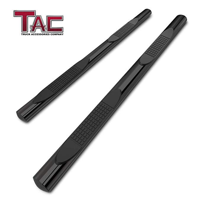TAC Side Steps for 2007-2018 Toyota Tundra Double Cab Truck Pickup 4 inches Oval Black Nerf Bars Step Rails Running Boards Off Road Exterior Accessories (2 Pieces Running Boards)