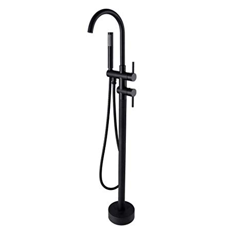 Sprinkle Floor Mounted Standing Bathtub Faucet Single Handle Mixer Tap with Handheld Shower Oil Rubbed Bronze