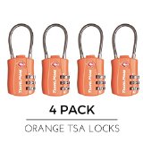 TSA Approved Travel Combination Cable Luggage Locks for Suitcases and Backpacks - 1 2 and 4 Pack
