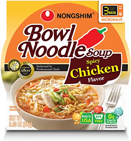 Nongshim Spicy Chicken Noodle Bowl, 3.03 Ounce (Pack of 12)