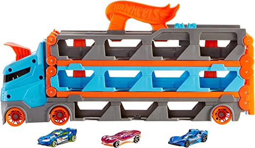 ​Hot Wheels Speedway Hauler Storage Carrier with 3 1:64 Scale Cars & Convertible 6-Foot Drag Race Track for Kids 4 to 8 Years Old, Stores 20  Cars & Connects to Other Hot Wheels City Sets & Tracks