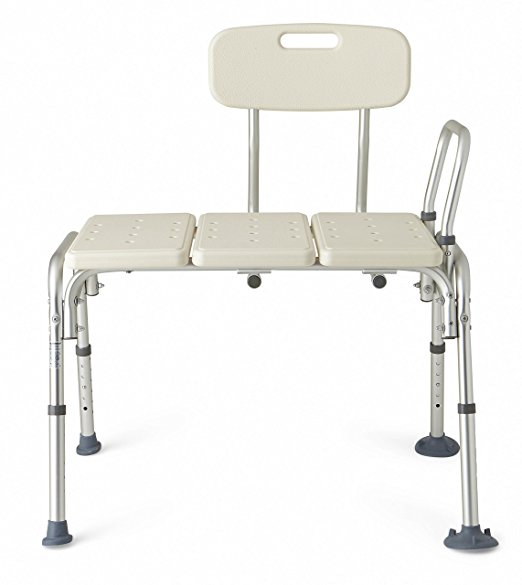 Medline Transfer Bench with Back and Push Buttons