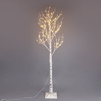 Excelvan 2.1M/7FT 120 LEDs Silver Birch Twig Tree Warm White Light White Branches for Home, Party, Wedding, Christmas, Indoor Outdoor Decoration (HG-C004)