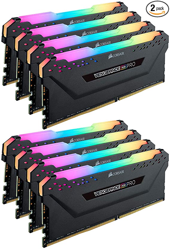 CORSAIR Vengeance RGB PRO 256GB (8x32GB) DDR4 3200 (PC4-25600) C16 Desktop Memory–Black