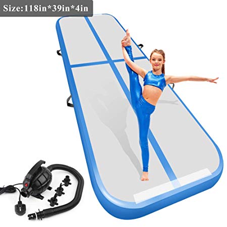 Playieer 9.84ft/13.13ft/16.4ft/19.69ft/23ft/26ft/29ft/33ft/36ft/39ft Air Track Tumbling Mat for Gymnastics Inflatable Airtrack Floor Mats with Electric Air Pump for Home Use Training