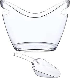 Clear Ice Buckets for Parties - Beverage Tub with 2 Scoops - Ice Bucket for Wine, Champagne Cooling, Bar Supplies for Parties, Weddings, Family Gatherings