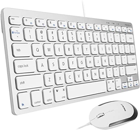 Macally USB Wired Keyboard and Mouse Combo for Mac and PC - Easy to Use Compatible Apple Keyboard and Mouse - Compact Small Mac Keyboard and Mouse for MacBook Pro/Air, iMac, Mac Mini/Pro