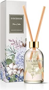 COCODOR Herbarium Reed Diffuser/Pure Cotton/6.7oz(200ml)/ Fragrance Scent Essential Oil Stick Diffuser Set for Bedroom Bathroom Home Décor