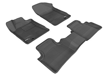 3D MAXpider Complete Set Custom Fit All-Weather Floor Mat for Select Nissan Maxima Models - Kagu Rubber (Black)