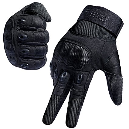 FREETOO Tactical Gloves Military Rubber Hard Knuckle Outdoor Gloves for Men Fit for Cycling Motorcycle Hiking Camping Powersports Airsoft Paintball