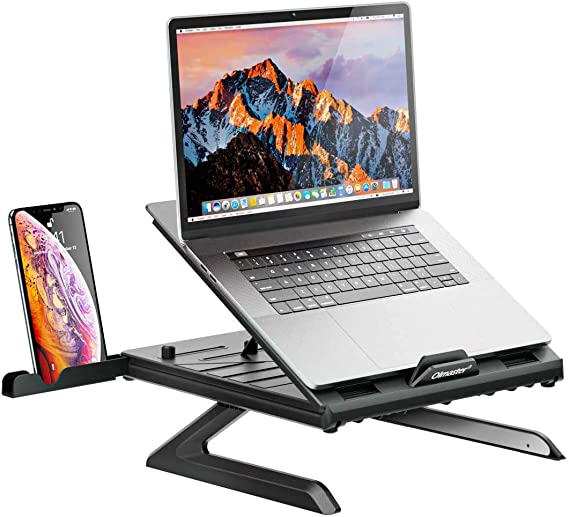 Laptop Stand Holder, 9-Level Adjustable Laptop Stand Riser Built-in Legs, Ergonomic Foldable Laptop Riser Book Stand with Cell Phone Holder Compatible with Laptop Tablet Book