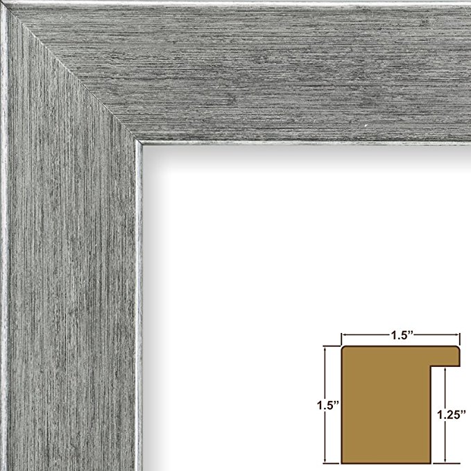 Craig Frames 59543 22 by 28-Inch Picture Frame, Smooth Wrap Finish, 1.5-Inch Wide, Tall Profile, Brushed Silver