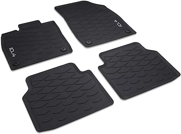 Volkswagen 11B06150082V Rubber Floor Mats Premium All Weather Mats 4 x Rubber Mats with ID.4 Lettering, Black