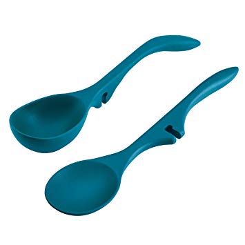 Rachael Ray Nonstick Kitchen Tools and Gadgets Lazy Spoon/Lazy Ladle Set, 2-Piece, Marine Blue Select Channel