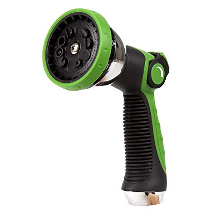 Garden Hose Nozzle Water Spray Nozzle Heavy Duty Build 10 Patterns High Pressure Garden Hose Nozzles - Best for Outdoor Watering Plants, Lawns - Car Washing & Pets Showering