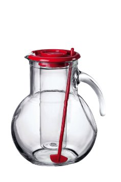 Bormioli Rocco Kufra Jug with Ice Container, Red Lid, 72 3/4 Ounce