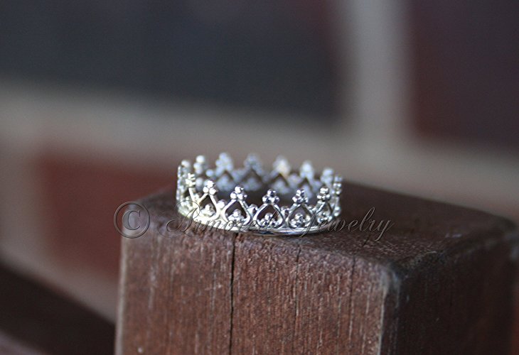 Sterling Silver Dainty Princess Prince Royal Crown Ring - Style 1 - Tiara Jewelry