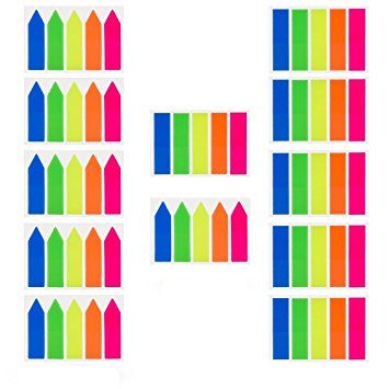 Antner 12 Sets Neon Page Markers Colored Index Tabs Flags Sticky Notes for Page Marker, 1200 Pieces