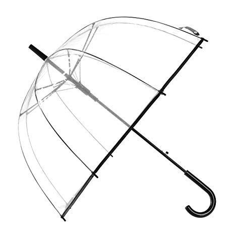 Remedios Automatic Open Transparent Clear Bubble Dome Umbrella with Black Trim