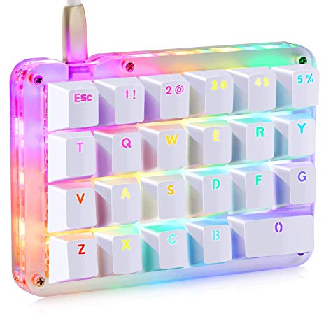 Koolertron One Handed Macro Mechanical Keyboard, Portable Mini One-Handed Mechanical Gaming Keypad 23 Fully Programmable Keys (Blue Switches (RGB Backlit))