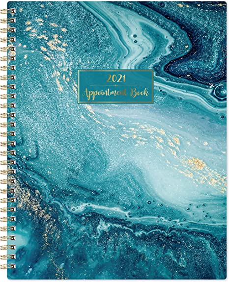 2021 Weekly Appointment Book & Planner - 2021 Daily Hourly Planner with Twin-Wire Binding, 8" x 10", Jan 2021 - Dec 2021, 30-Minute Interval, Lay - Flat, Round Corner, Thick Paper