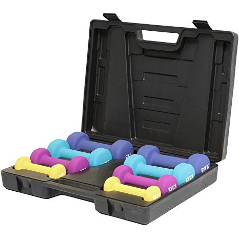 DTX Fitness 10kg Dumbbell Hand Weight Set With Carry Case - Starter Dumbbells Set