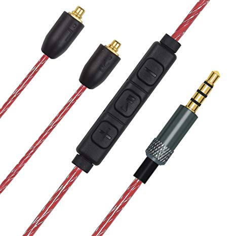 3.5mm Replacement Audio Cable with Remote Control Upgrade Extension Cable Compatible Shure SE215、SE846、SE425、SE535、SE535LTD-J、SE315 YINYOO PRO H5 HQ5 Earphone (Red)