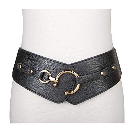 JASGOOD Women's Fashion Vintage Wide Elastic Stretch Waist Belt With Interlock Buckle