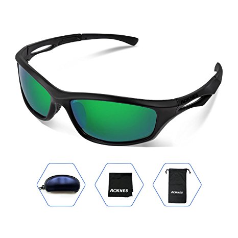 Aoknes Polarized Sports Sunglasses for men women Baseball Running Cycling Fishing Golf Tr90 Durable Frame