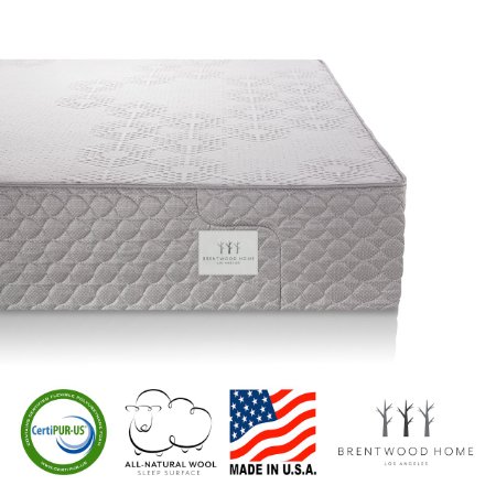 Brentwood Home S-Bed, 11-Inch Organic Latex and Gel Memory Foam Mattress, CertiPUR-US, Made in USA, 25 Year Warranty, Natural Wool Layer, Firm, Twin Extra Long XL Size