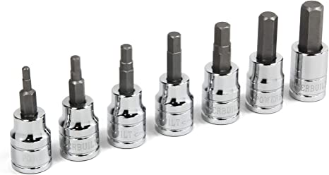 Powerbuilt 648663 7 Piece 3/8" Dr. Metric Hex Bit Socket Set, Silver