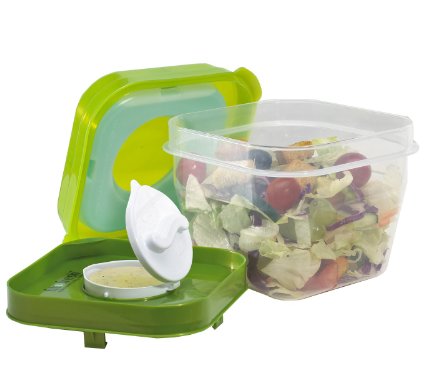Fit and Fresh Chilled Salad Shaker Container with Dressing Dispenser 4 Cup Capacity