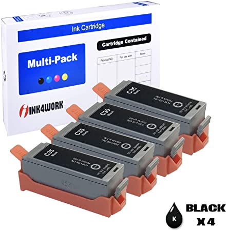 INK4WORK Compatible Ink Cartridge Replacement for Canon PGI-35 PGI35 for use with PIXMA iP100 iP110 Printer 1509b002 1511B002 (Black, 4-Pack)