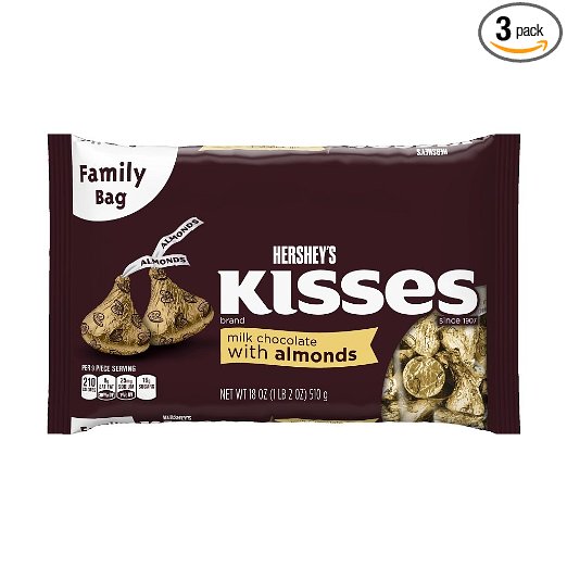 KISSES Chocolates with Almonds (18-Ounce Bags, Pack of 3)