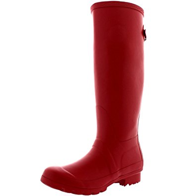 Womens Adjustable Back Tall Winter Rain Wellies Waterproof Wellington Boot