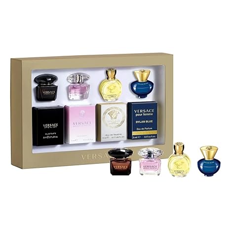 Versace Gifts & Sets Womens Mini Set (Crystal Noir/Bright Crystal/Eros Pour Femme EDT, Pour Femme Dylan Blue EDP)