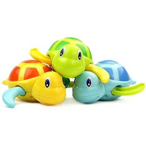 Ssym Fgzt Set of 3 Baby Bath Toys Swimming Tub Bathtub Cute Swimming Turtle Toys Floating Wind-Up Bath Animal Boys and Girls for 1 Year Old to 3 Year Old for Blue Yellow Green