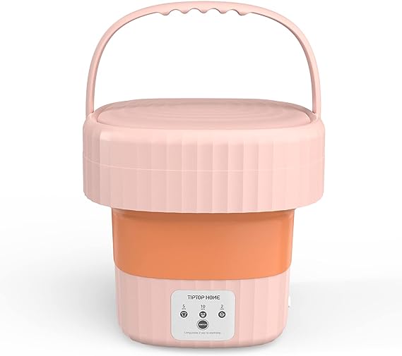 Mini Machine à Laver, Cuve à Linge Pliable de 6L Portable, Petite machine à laver pour les vêtements de bébé, les sous-vêtements ou les petits articles, Plat, Dortoir, Camping, VR Travel Laundry, Rose